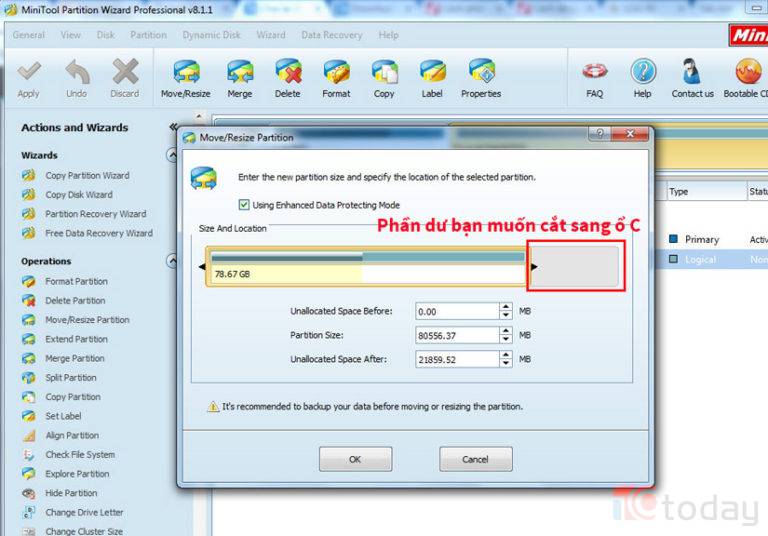 chia lai o cung khong lam mat du lieu minitool partition wizard 10