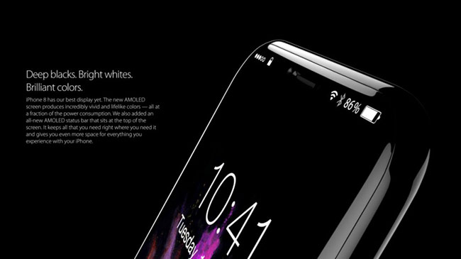 Dựa trên những tin đồn về iPhone 8, nhà thiết kế Handy Abovergleich đã tổng hợp tất cả và đưa chúng vào concept mới của mình. Thiết bị sẽ có màn hình viền cong tràn cạnh, cùng với phần khung được làm từ thép không gỉ.