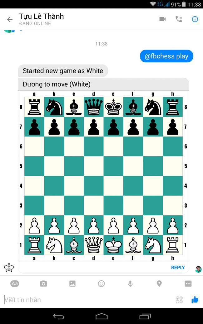 Chơi cờ vua trên Facebook Messenger