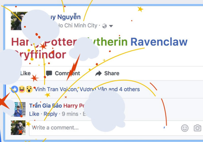 Cách bắn pháo hoa trên Facebook kỷ niệm 20 năm Harry Potter