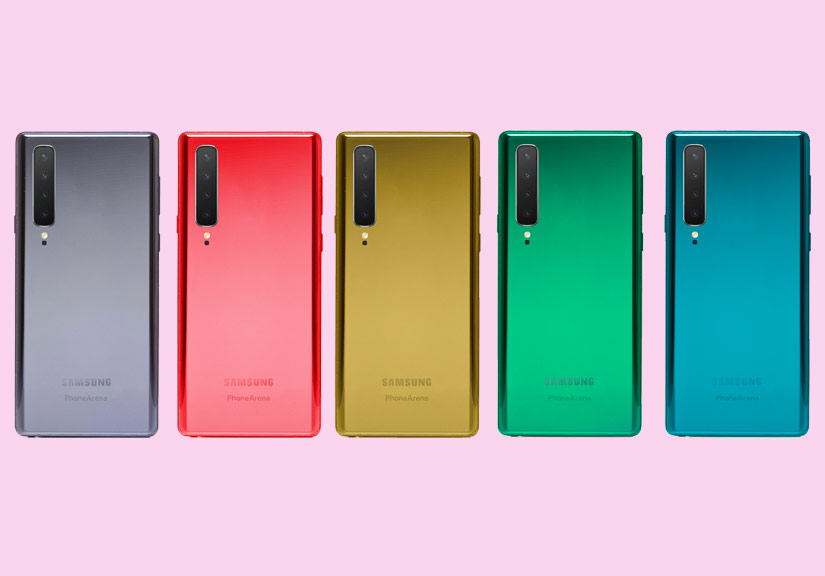 Ảnh Galaxy Note 10 nhiều màu sắc, camera 4 ống kính