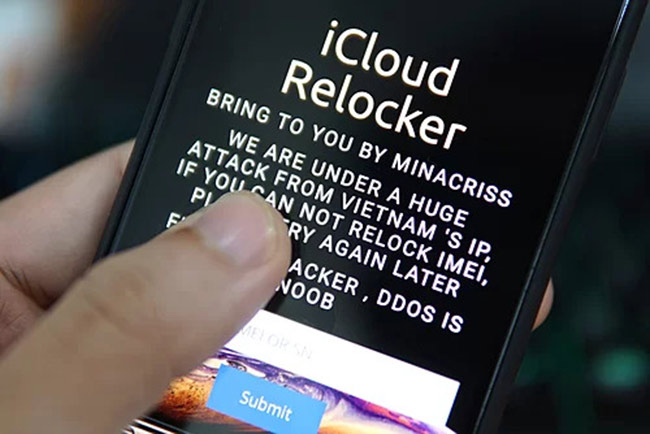 iCloud Relocker thông báo rằng mình bị tấn công bởi hacker Việt. 