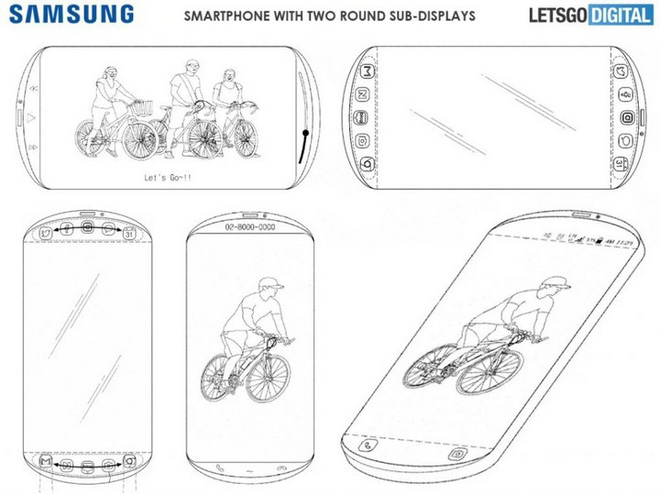 Bằng sáng chế smartphone của Samsung có tới 3 màn hình, thiết kế viền tròn như máy chơi game cầm tay - Ảnh 2.