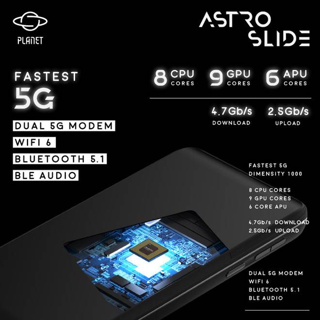 Astro Slide, smartphone bàn phím trượt chạy cả Android và Linux, sóng 5G