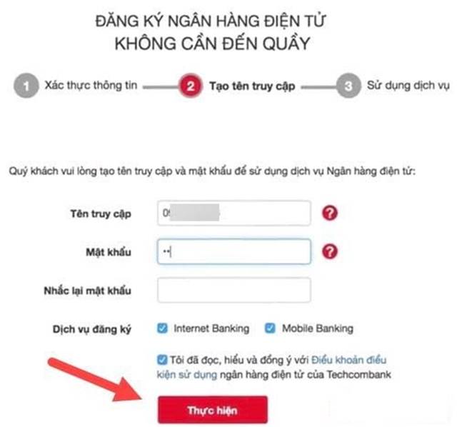 Cách đăng ký internet banking Techcombank online qua website