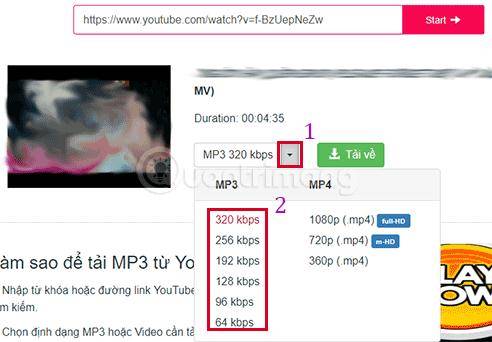 Cách tải MP3 từ YouTube trực tuyến
