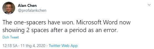 Sau khi chấm hết câu nên gõ 1 hay 2 lần dấu cách? Microsoft Word đã có câu trả lời chính thức - Ảnh 2.