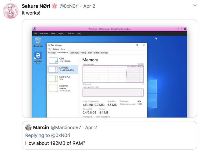 Thiếu niên 16 tuổi chạy thành công Windows 10 với chỉ 192MB RAM - Ảnh 3.