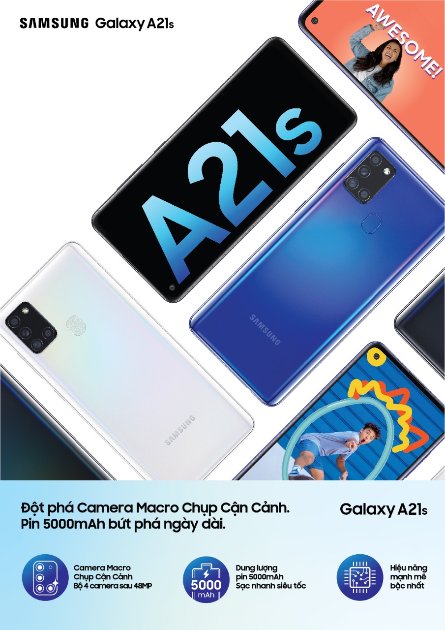 Samsung Galaxy A21s bán từ hôm nay, giá 4,7 và 5,7 triệu