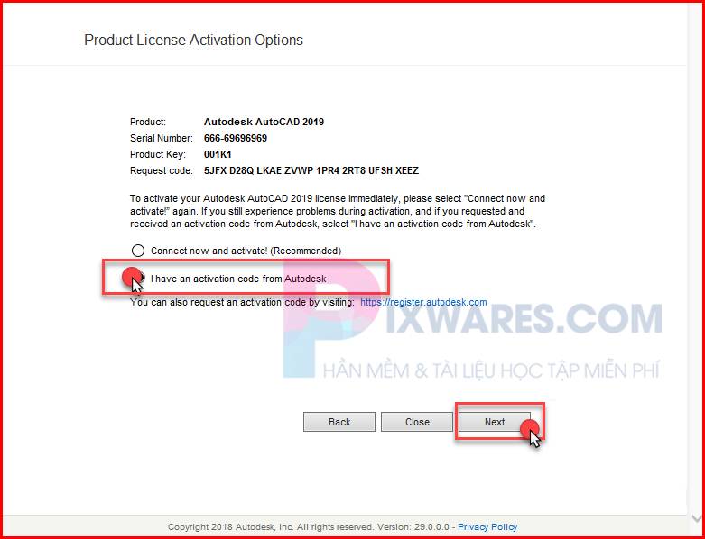 tren cua so autocad 2019 tich vao dong i have an activation code from autodesk va next 13