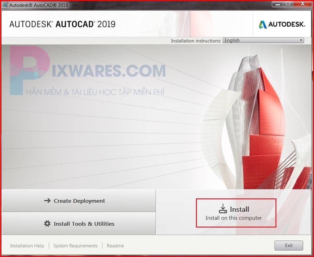 tren cua so cai dat autocad 2019 bam install 3