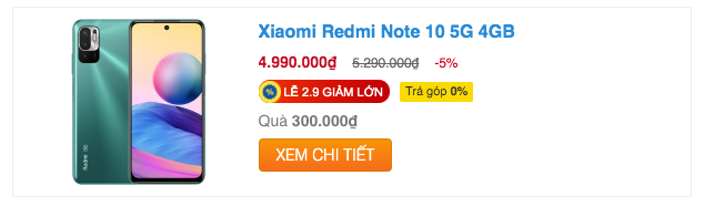 xiaomi redmi note 10 5g giam gia nhe dau thang 9 2