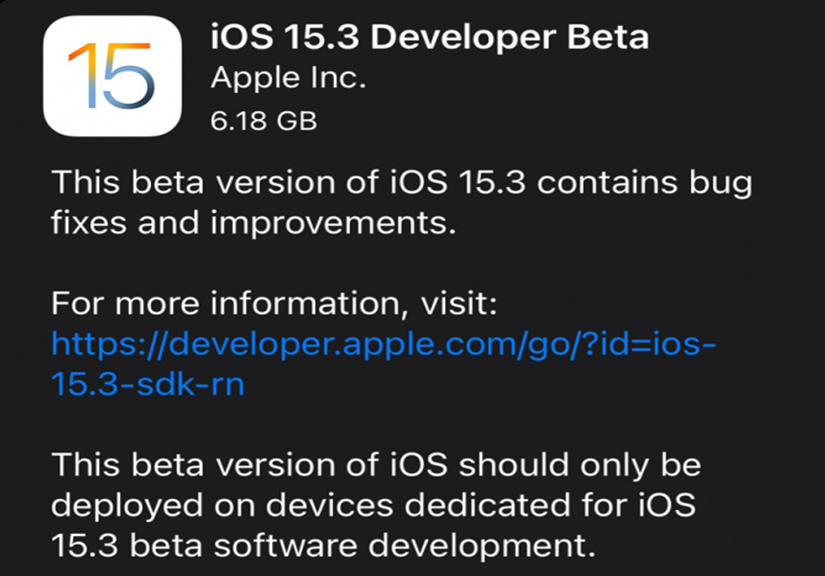 Những tính năng mới trong bản cập nhật iOS 15.3 beta dành cho các nhà phát triển