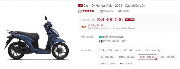 Giá xe Honda Vision 2021 thấp khó tin tại đại lý