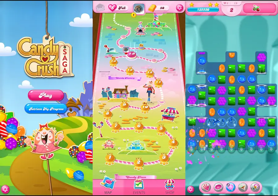 Candy Crush Saga là một ví dụ nổi tiếng khác về chiến lược freemium.