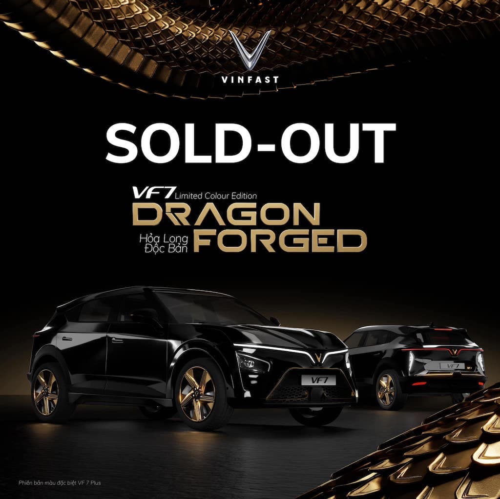 VinFast thông báo đã bán hết VF 7 phiên bản màu đặc biệt sau 22 phút trên fanpage chính thức.