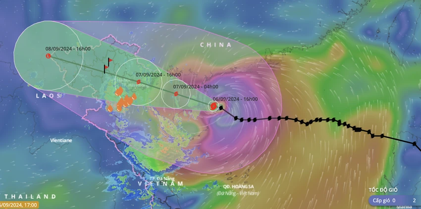 Dự báo đường đi của siêu bão số 3 - Yagi. Ảnh: VNDMS